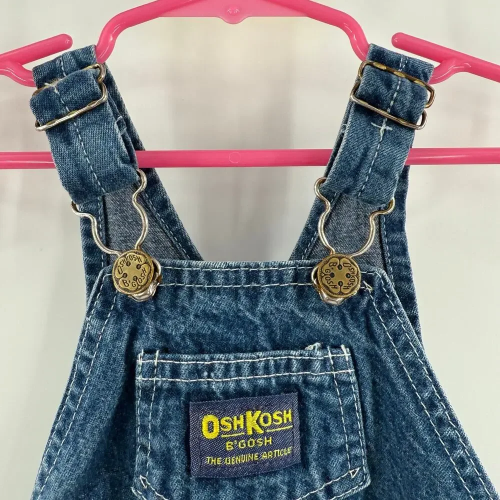 𝅺VINTAGE OSHKOSH B’GOSH Vestbak Overalls 24 Months Denim 100% Cotton Snap USA